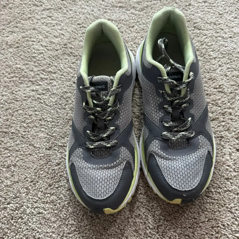 Vionic Tokyo Grey & Light Green Mesh Sneakers Athletic Shoes Women's Size 8.5